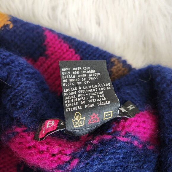 Vintage 90s Oversized Mohair Cardigan Sweater M Fringe Fuzzy Southwestern - Picture 7 of 16